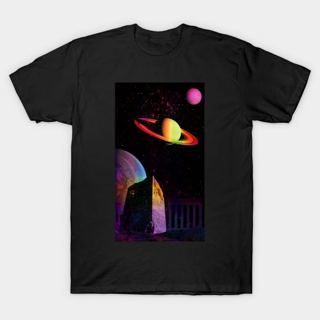 Saturn Neptune and Jupiter Converge (Trippier Colors, Borderless) T-Shirt by Zeroeroroo